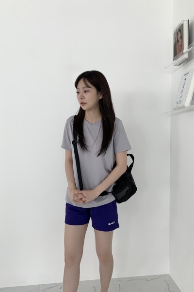 우먼즈 쿨애버 슬림핏 숏슬리브 메쉬그레이