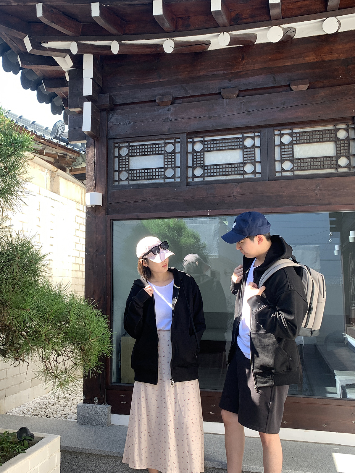 남여 공용 심플자수 오버핏 후디 집업